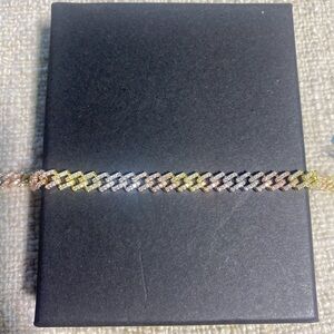 Tri-Color Moissanite Monaco Bracelet